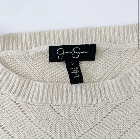EUC Jessica Simpson Cream Crochet Top Size Small - Picture 2 of 3